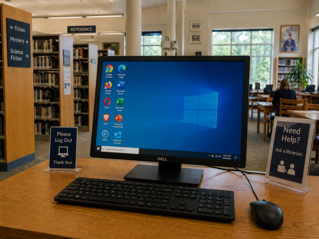 library computer desktop library computer desktop